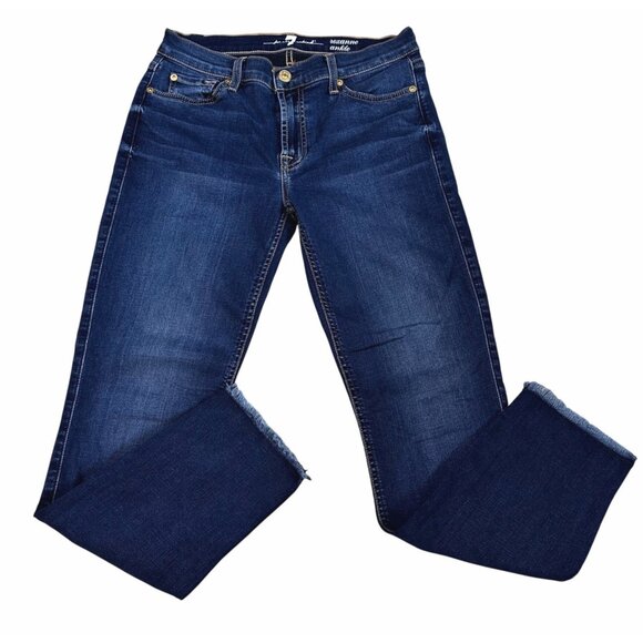 7 For All Mankind Denim - 7 For All Mankind Women’s Roxanne Ankle Jeans Stretch Denim Dark Wash Sz 27